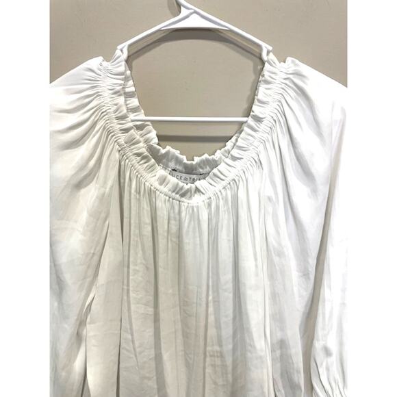 Alice & Trixie by Angela George White Cinch Waist Bubble Sleeve Blouse Sz Small - Picture 4 of 8